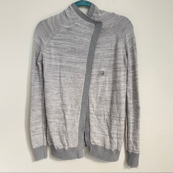 Ivivva Gray asymmetrical snap hooded sweater